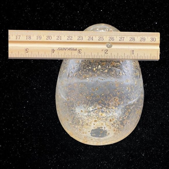 Art Glass Clear Copper Glitter Egg Shaped Decor Paperweight 5.5”T 4”W - Picture 4 of 5
